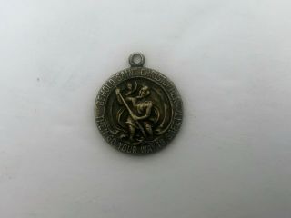 Vintage Catholic St.  Christopher Sterling Silver Medal Pendant Charm