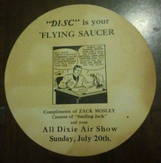 Vtg.  All Dixie Air Show Advertising " Disc " Flying Saucer