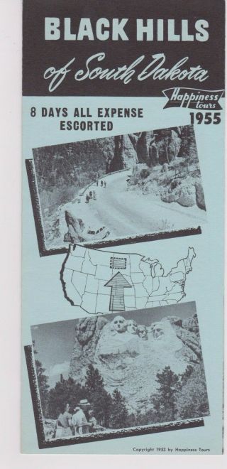 Rare 1955 Black Hills Of South Dakota Brochure Happiness Tours -