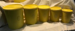 Tupperware 5 Canister Set Yellow Vintage 10 Piece Great Shape Nesting