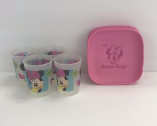 Tupperware Toy Tuppertoy Mini Cup And Plates Minnie Mouse Design Disney Set