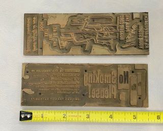 2 Cta (chicago Transit Authority) Old Printing Press Plates Sign Brochure Rare