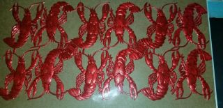 Vintage 1930s Sheet German Germany Die Cut Red Foil Embossed Lobster Crawfish