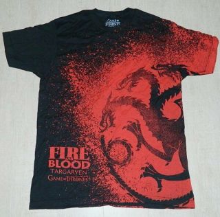Game Of Thrones Targaryen Fire & Blood Dragon Logo Body Print T - Shirt Unworn