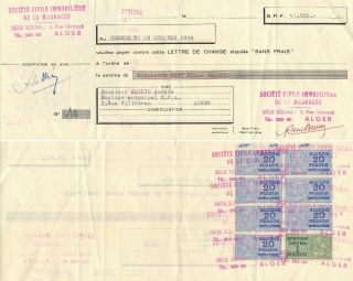 Algeria 1959,  8 High Values,  Diff.  Revenues On Bill Of Exchange.  A946