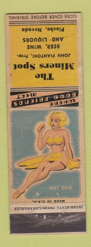 Matchbook Cover - Miners Spot Pioche Nv Pinup Worn
