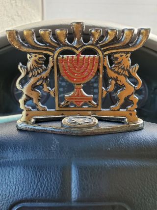 Vintage Brass Jewish Hanukkah Menorah Made In Israel