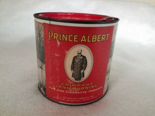 Vintage Prince Albert Happy Holiday Tobacco Round Tin Man Smoking Pipe Boy Dog