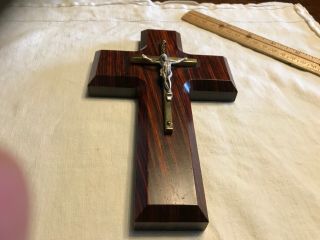Cocobolo Wall Crucifix Cross Jesus Christ In Bronze And Exotic Wood Religious