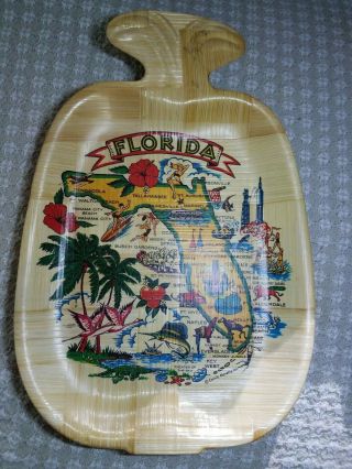 Vintage Florida Souvenir Bamboo Tray