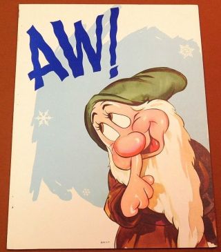 Walt Disney 1937 Animation Film Trade Ad Snow White Cartoon Movie Bashful Dwarf