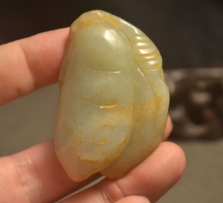 Powerful Chinese Vintage Sinkiang Jade Haricot Bead Wealth Totem Vivid Carving 5