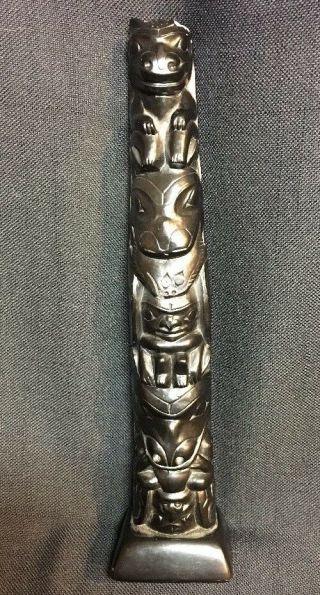 11 " Tall Thorn Arts Haida Indian Argillite Totem Pole Bear & Berrypicker