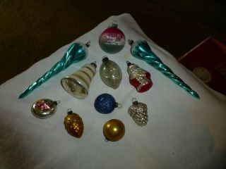 Box Of Vintage Glass Christmas Ornaments,  Plus More - Pinecones,  Round,  Santa