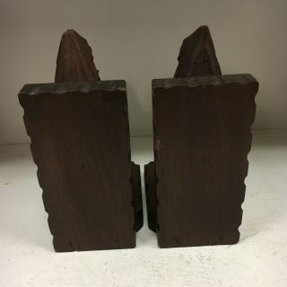 Vintage Hand Carved Wooden Priest/Monk Bookends Cross Reading Christian 3