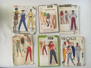 6 - Vintage Sewing Patterns 70s And 80s - Pants,  Shorts And Jumpsuit