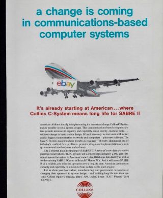 American Airlines Boeing 747 - 100 With Collins C System Sabre 2 1971 Ad