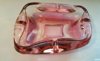 Vintage Pink Glass Ashtray 6 " X 4.  75 " Odd Shape Very Pretty