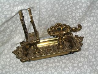 Ornate Brass Figural Combination Cigar/cigarette Cutter Match Holder
