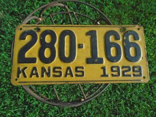1929 Kansas License Plate 280 - 166,  Single Plate Year Ford Model A Chevy Dodge