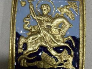Russian Orthodox bronzes enamel Icon of St.  George the Victorious 3