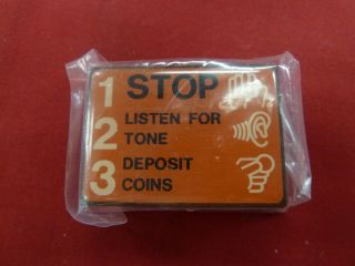Stop 123 Porcelain Orange Sign Western Gte Pay Phone Payphone Placard At&t