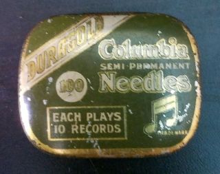 Gramophone Phonograph Needle Tin,  Columbia Duragold,  Empty,  Nadeldose