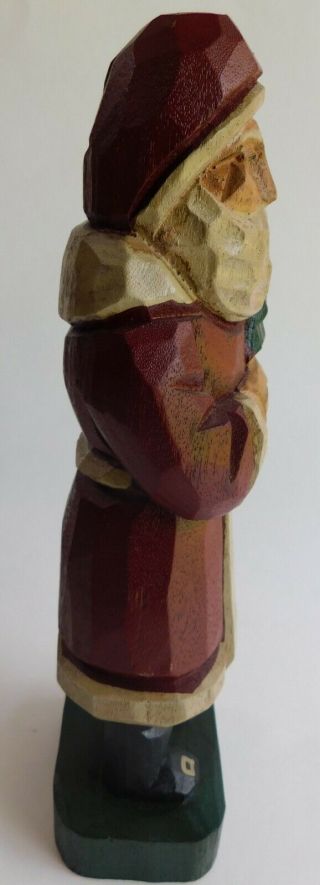 Hand Carved Painted Wood Santa Clause Christmas Figurine 10 