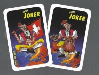 Playing Cards 2x Vint Swiss Joker/jokers Full Color & Fun 500