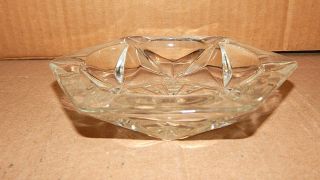 Vintage Heavy Six Sided Clear Glass Ash Tray