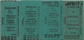 Railway Tickets Nswgr Sydney Suburban Scheme Singles 1950 