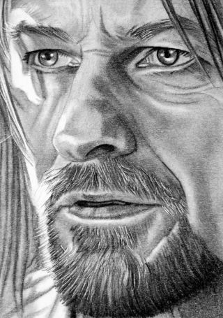 Aceo Sketch Card Lord Of The Rings Sean Bean Boromir