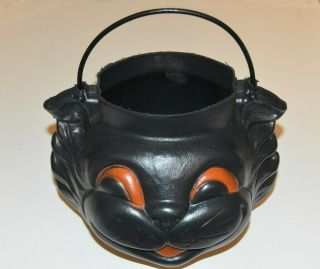 Vintage Empire Plastic Halloween Bucket Trick Or Treat Candy Blow Mold Black Cat