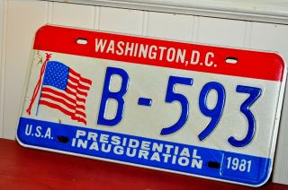 Vintage Washington D.  C.  1981 Presidential Inauguration License Plate
