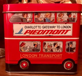 Rare Piedmont Airlines Tin Promoting Gateway From Charlotte To London