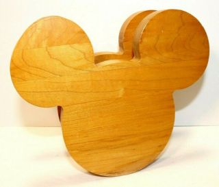 Vintage Mickey Mouse Napkin Holder Kitchen Decor Wood Disney Ears Butcher Block