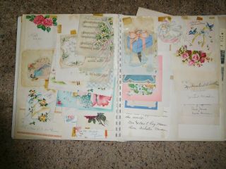 Vtg Wedding Scrapbook 1950 Cards Postcards Hotel Traffic Fine Receipts Ephemera