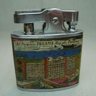 Panama Canal Vintage Verona Enameled Metal Petrol Lighter Fine