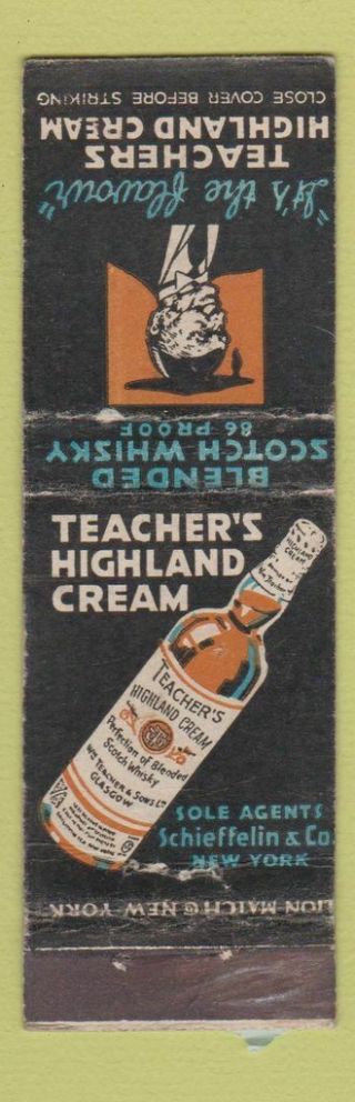 Matchbook Cover - Teachers Highland Cream Liquor Whiskey Worn