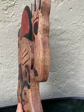 Nortwest Pacific Indian Art 19 1/2” Cedar Wood Carving Frog Man Mask 6