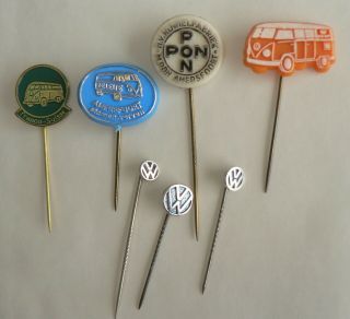 7x Old Lapel Pins / Badges Volkswagen 60s (7x12) H