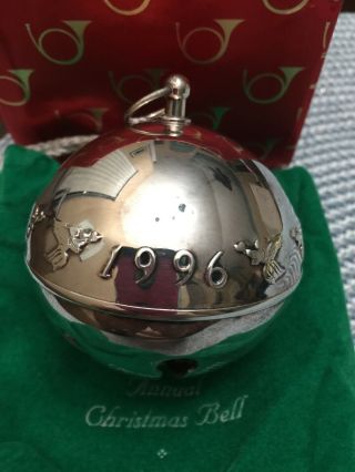 1996 Wallace Annual Silver Plate Sleigh Bell Christmas Ornament - Orig Box