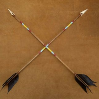Handmade Native American Indian Hand Painted Real Feathers Decorative Arrow
