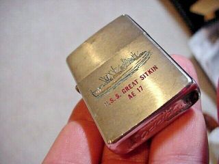 Vintage Rare 1966 Zippo Lighter Uss Great Sitkin Ae 17 Military Navy