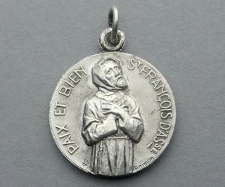 French.  Antique Religious Pendant.  Francis Of Assisi.  Saint Virgin Mary & Jesus.