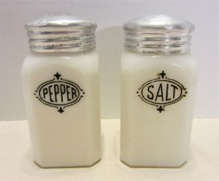 Vintage Anchor Hocking White Milk Glass Hoosier Style Salt & Pepper Shakers