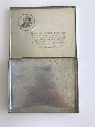 Vintage Lucky Strike Flat Fifties Cigarettes Metal Tin Case Box 3