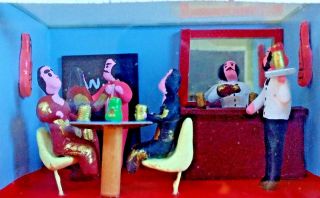 Mexican Diorama Bar & Restaurant Miniature Shadow Box Mexico Folk Art 5