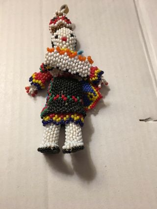 Vintage Zuni Indian Beaded Doll with Olla,  Apron,  Necklace 5 