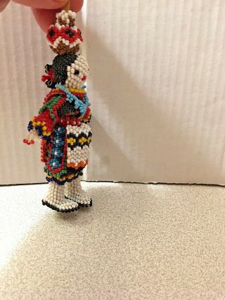 Vintage Zuni Indian Beaded Doll with Olla,  Apron,  Necklace 5 